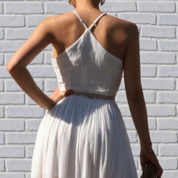 White Boho Chic Lace Trim Bohemian Maxi Dress - Picture 8 of 8